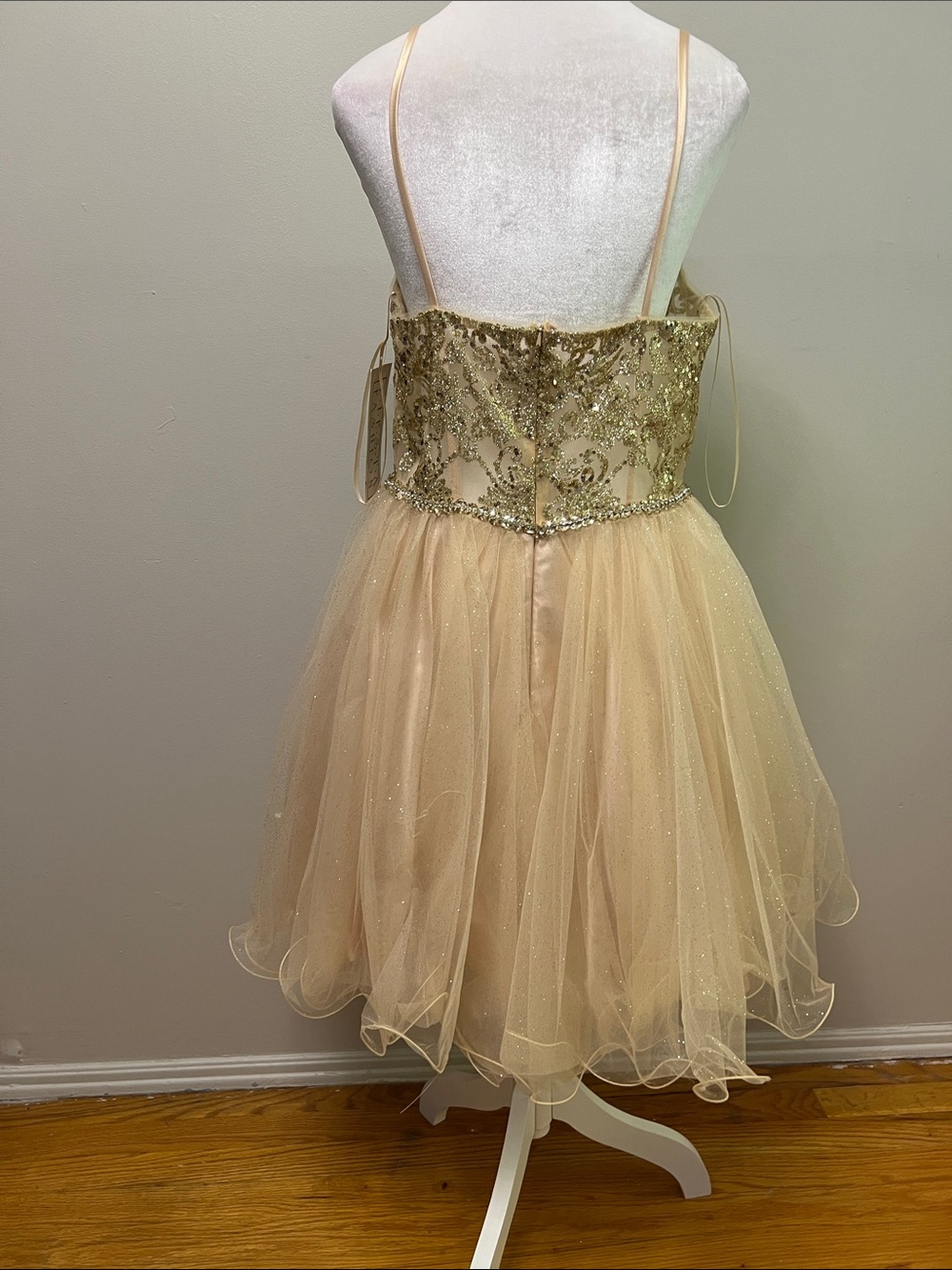 NWT Fiesta Fashion‎ Gold Sequin Short Homecoming Cocktail Dress Tulle XL - Picture 12 of 13